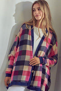 PLAID BUTTONDOWN BOXY CARDIGAN - Happily Ever Atchison Shop Co.