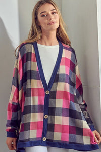 PLAID BUTTONDOWN BOXY CARDIGAN - Happily Ever Atchison Shop Co.