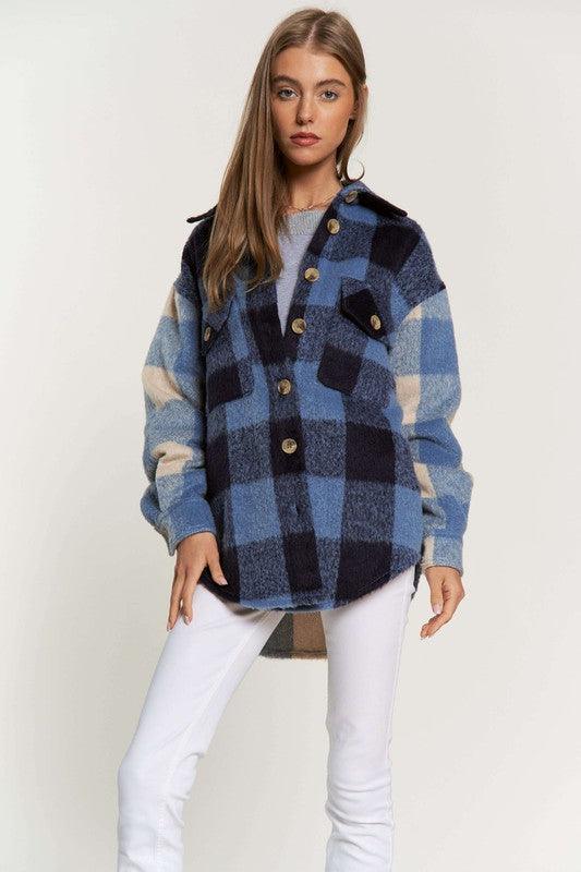 Plaid Chest Pocket Detail Shacket - Happily Ever Atchison Shop Co.