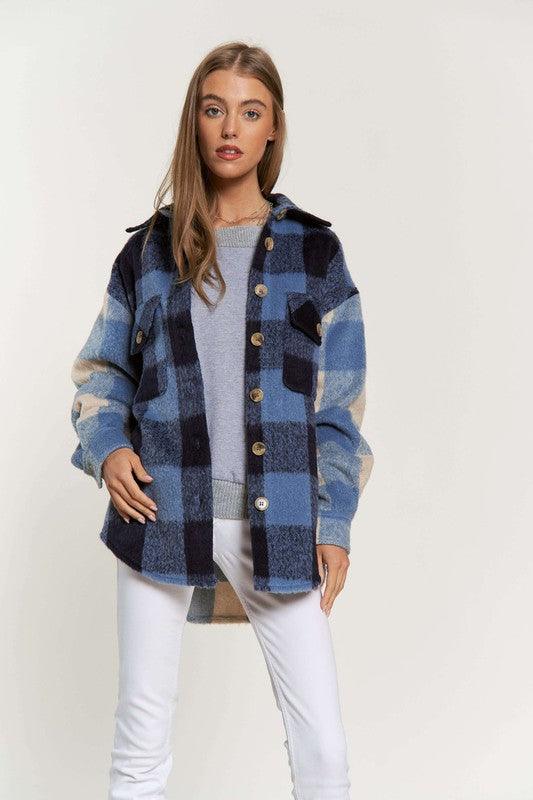 Plaid Chest Pocket Detail Shacket - Happily Ever Atchison Shop Co.