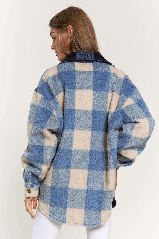 Plaid Chest Pocket Detail Shacket - Happily Ever Atchison Shop Co.