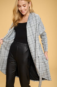 Plaid Open Front Cardigan with Tie - Happily Ever Atchison Shop Co.
