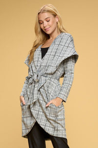 Plaid Open Front Cardigan with Tie - Happily Ever Atchison Shop Co.