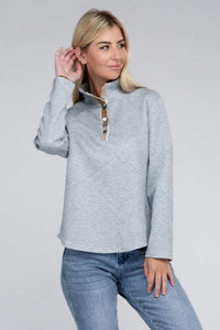 Plaid Print Half Button Sweatshirt - Happily Ever Atchison Shop Co.