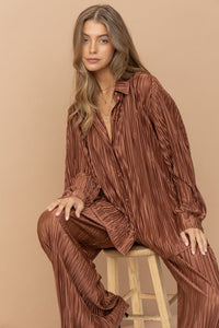 Pleated Blouse Pants Set - Happily Ever Atchison Shop Co.