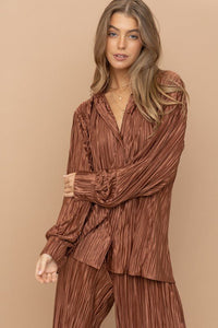 Pleated Blouse Pants Set - Happily Ever Atchison Shop Co.