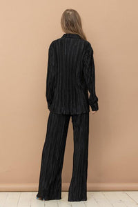 Pleated Blouse Pants Set - Happily Ever Atchison Shop Co.