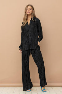 Pleated Blouse Pants Set - Happily Ever Atchison Shop Co.