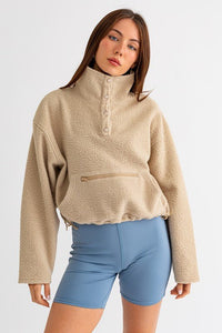 Pocket Detail Boxy Fleece Pullover Sweater - Happily Ever Atchison Shop Co.