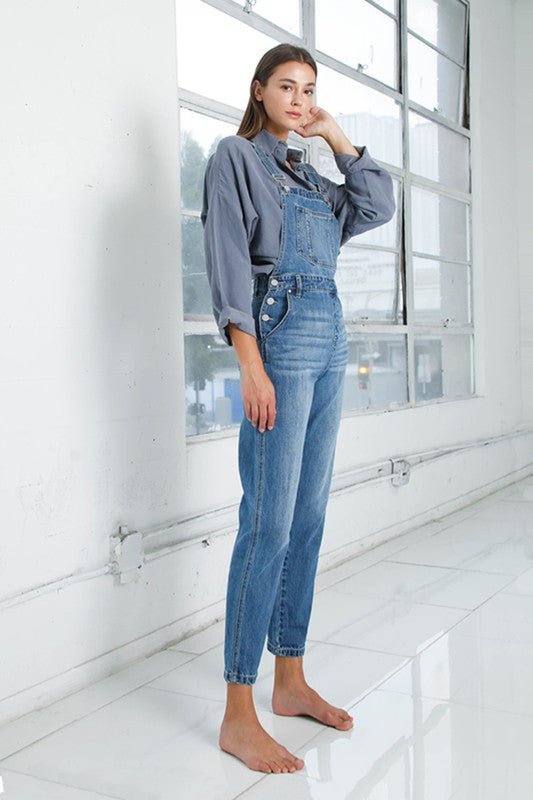 Pocket Detail Denim Overall Jumpsuit - Happily Ever Atchison Shop Co.