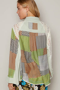 POL Color Block Crochet Long Sleeve Shirt - Happily Ever Atchison Shop Co.