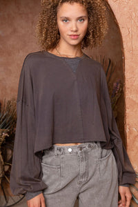 POL Cropped Long Sleeve Top - Happily Ever Atchison Shop Co.