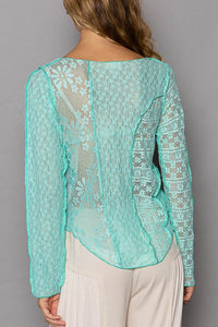 POL Exposed Seam Long Sleeve Lace Knit Top - Happily Ever Atchison Shop Co.