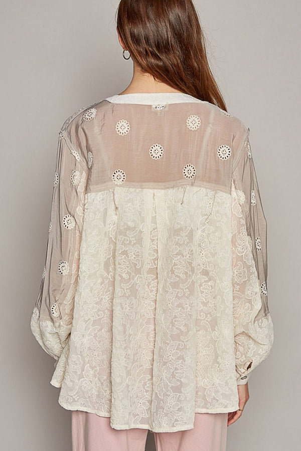 POL Eyelet Button Up Shirt - Happily Ever Atchison Shop Co.