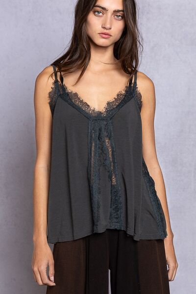 POL Lace Detail V - Neck Cami - Happily Ever Atchison Shop Co.