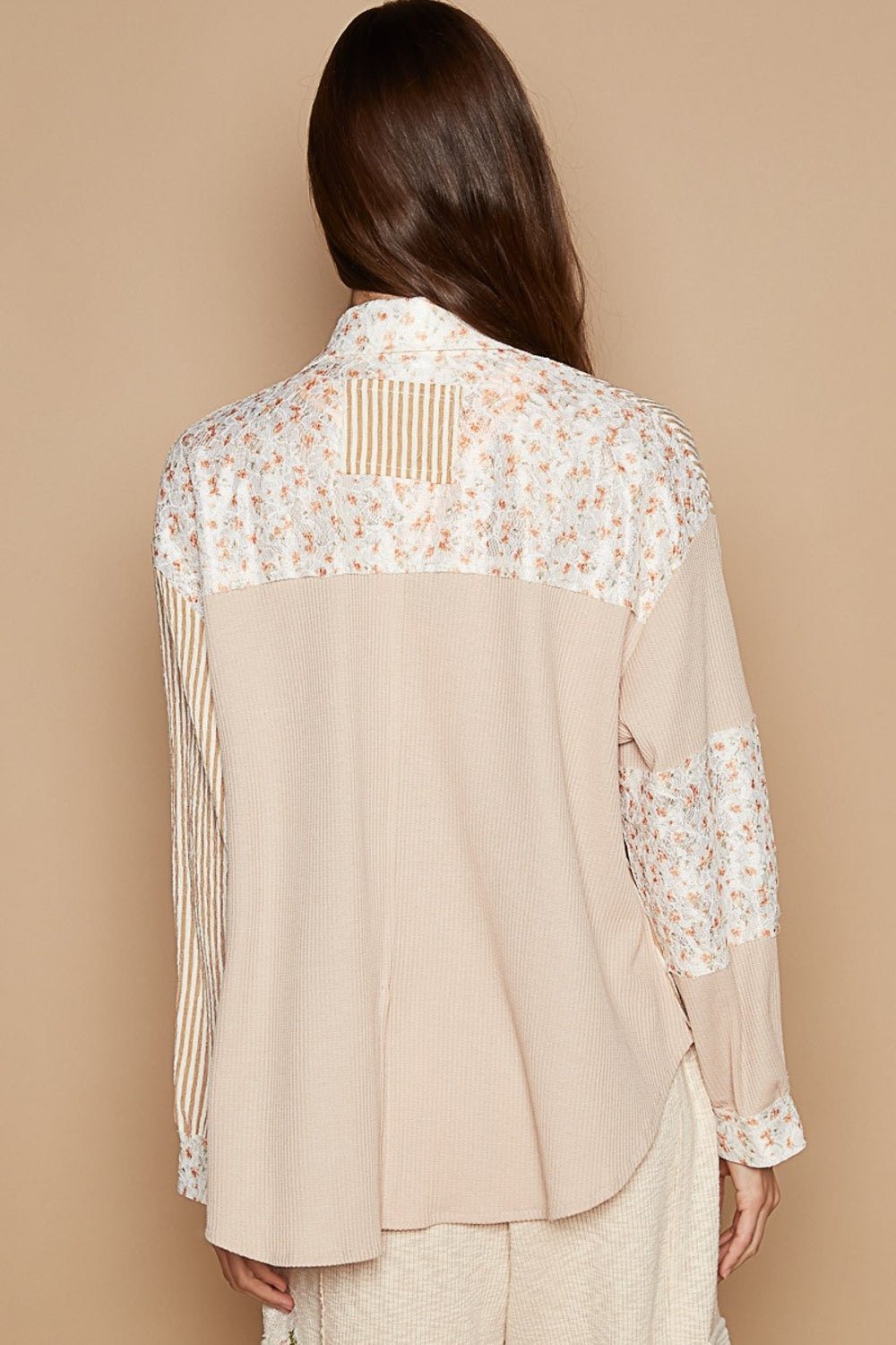 POL Long Sleeve Embroidered Print Patch Pocket Shirt - Happily Ever Atchison Shop Co.