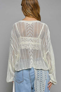 POL Openwork Balloon Sleeve Knit Cover Up - Happily Ever Atchison Shop Co.