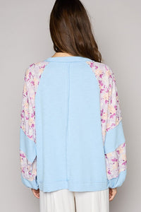 POL Round Neck Balloon Floral Long Sleeve Top - Happily Ever Atchison Shop Co.