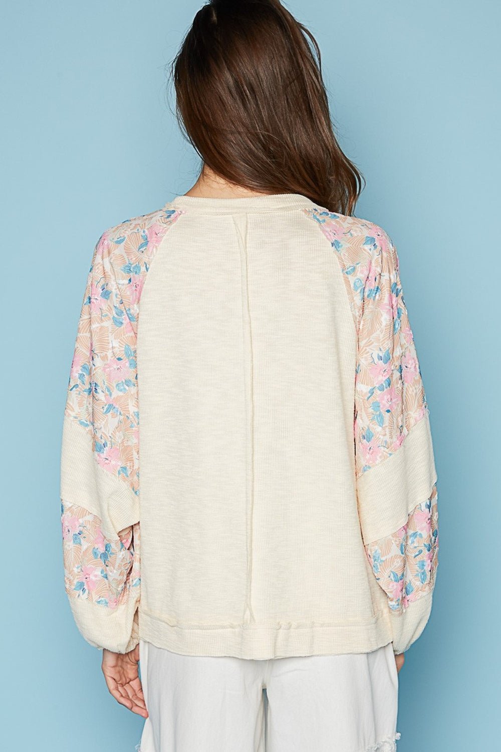 POL Round Neck Balloon Floral Long Sleeve Top - Happily Ever Atchison Shop Co.