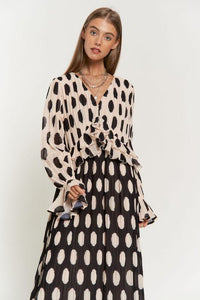 Polka Dot Ruffled Long Sleeve Pleated Maxi Dress - Happily Ever Atchison Shop Co.