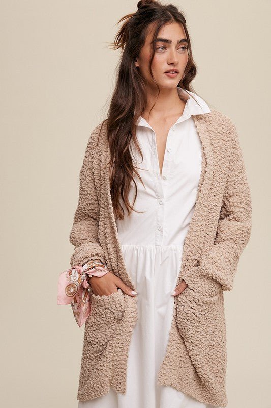 Popcorn Open Knit Cardigan Sweater - Happily Ever Atchison Shop Co.