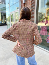 Preptastic Brown Pink Plaid Blazer - Happily Ever Atchison Shop Co.