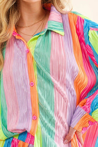 Press Pleated Rainbow Shirt with Matching Shorts - Happily Ever Atchison Shop Co.