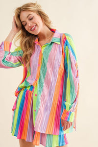 Press Pleated Rainbow Shirt with Matching Shorts - Happily Ever Atchison Shop Co.