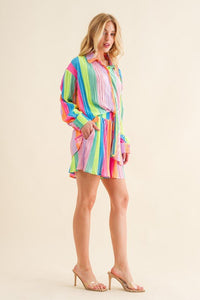 Press Pleated Rainbow Shirt with Matching Shorts - Happily Ever Atchison Shop Co.