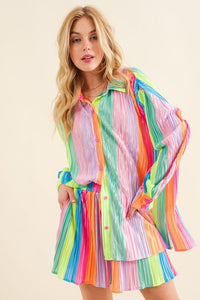 Press Pleated Rainbow Shirt with Matching Shorts - Happily Ever Atchison Shop Co.