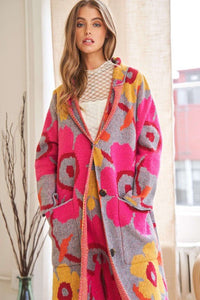 Printed Button Down Cardigan With Front Pockets - Happily Ever Atchison Shop Co.