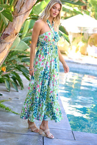 Printed Smocked Ruffle Maxi Dress - Happily Ever Atchison Shop Co.