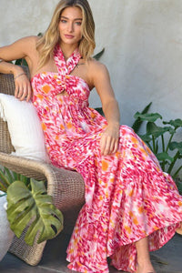 Printed Smocked Ruffle Maxi Dress - Happily Ever Atchison Shop Co.