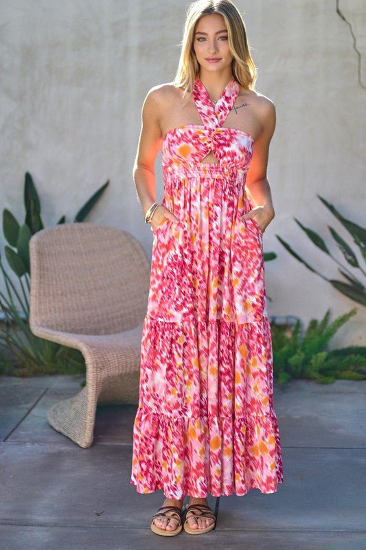 Printed Smocked Ruffle Maxi Dress - Happily Ever Atchison Shop Co.