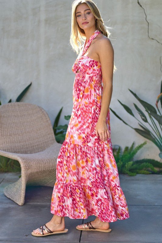 Printed Smocked Ruffle Maxi Dress - Happily Ever Atchison Shop Co.