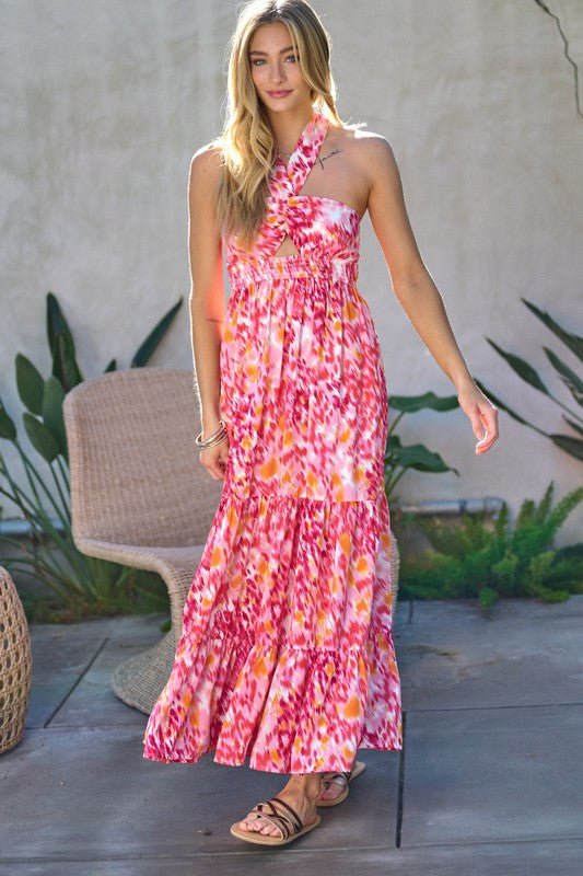 Printed Smocked Ruffle Maxi Dress - Happily Ever Atchison Shop Co.