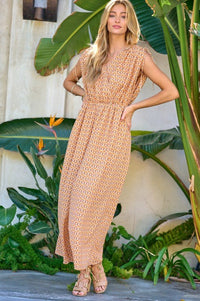 Printed V - Neck Sleeveless Jumpsuit - Happily Ever Atchison Shop Co.