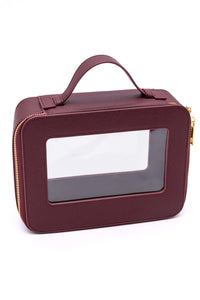 PU Leather Travel Cosmetic Case in Wine - Happily Ever Atchison Shop Co.