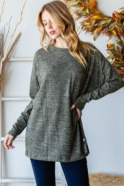 Reborn J Button Side Round Neck Long Sleeve T - Shirt - Happily Ever Atchison Shop Co.