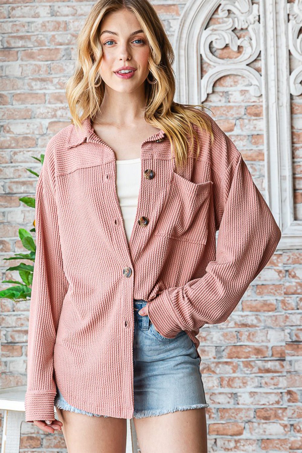Reborn J Button Up Long Sleeve Shacket - Happily Ever Atchison Shop Co.