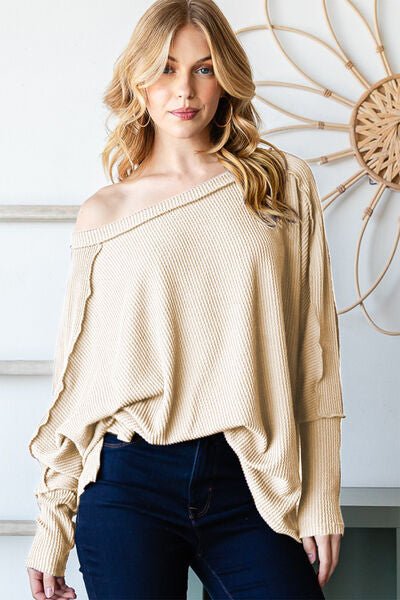 Reborn J Exposed Seam Lantern Sleeve Top - Happily Ever Atchison Shop Co.