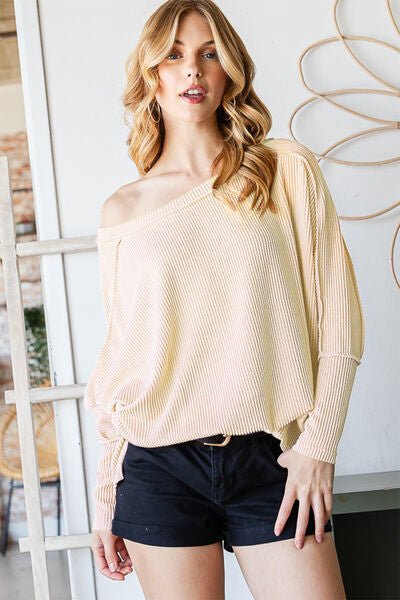 Reborn J Exposed Seam Lantern Sleeve Top - Happily Ever Atchison Shop Co.