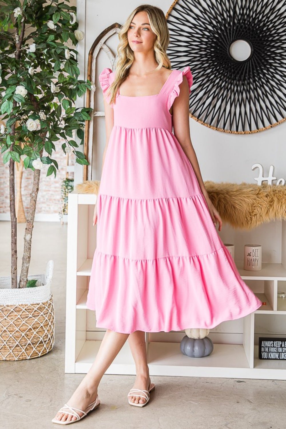 Reborn J Ruffled Sleeveless Tiered Midi Dress - Happily Ever Atchison Shop Co.