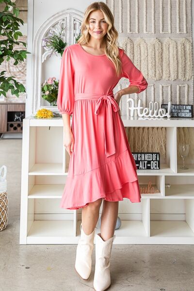 Reborn J Tie Front Ruffle Hem Dress - Happily Ever Atchison Shop Co.