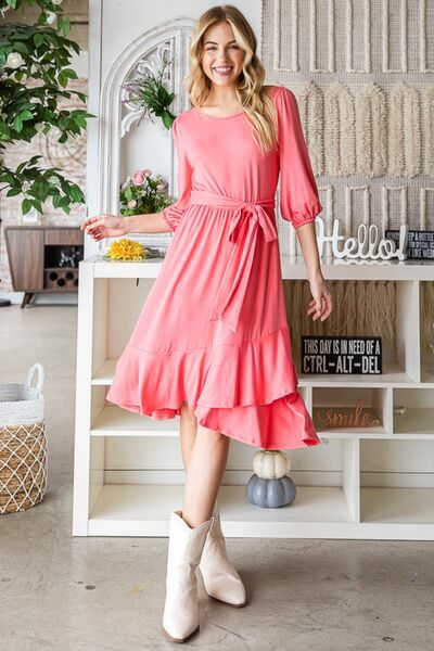 Reborn J Tie Front Ruffle Hem Dress - Happily Ever Atchison Shop Co.