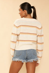 Retro Stripe Cropped Knit Cardigan - Happily Ever Atchison Shop Co.