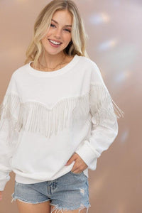 Rhinestone Fringe Pullover Top - Happily Ever Atchison Shop Co.