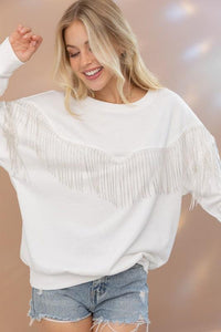 Rhinestone Fringe Pullover Top - Happily Ever Atchison Shop Co.