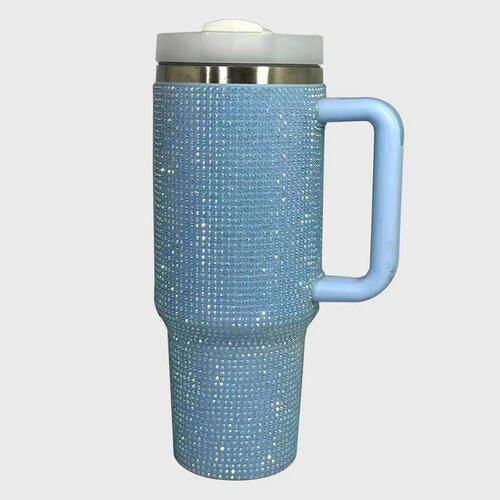 Rhinestone Stainless Steel Tumbler with Straw - Happily Ever Atchison Shop Co.