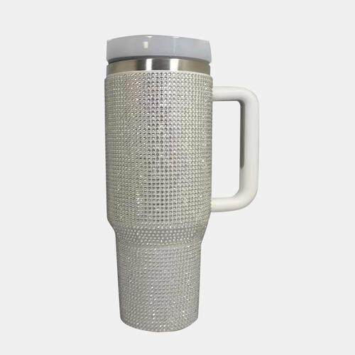 Rhinestone Stainless Steel Tumbler with Straw - Happily Ever Atchison Shop Co.